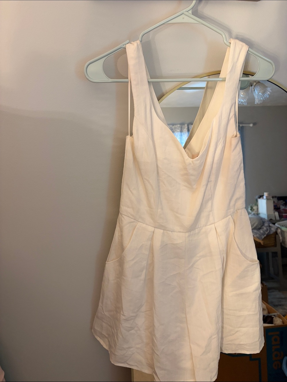 Miami Ivory Sleeveless V-Neck Romper with Pockets
